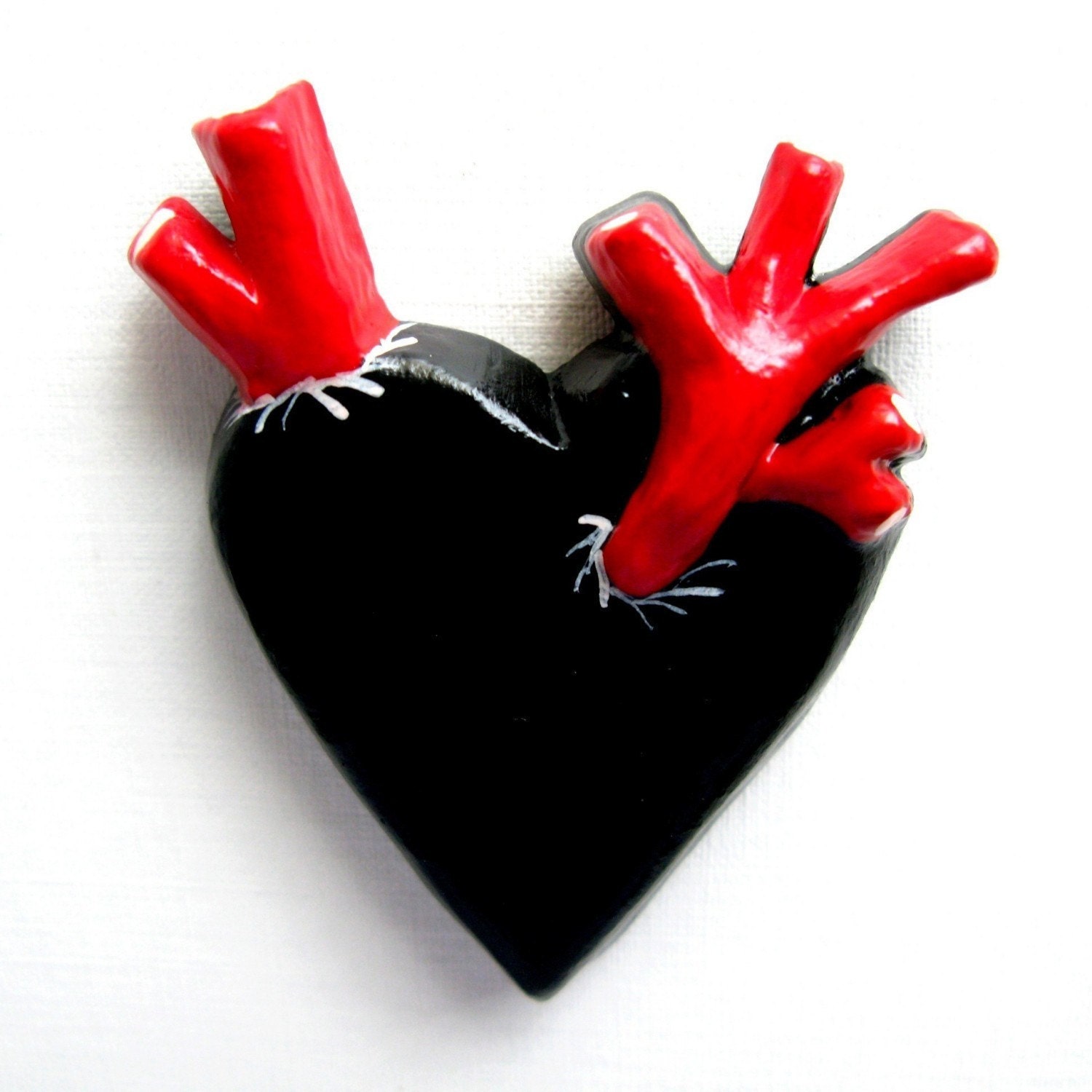 Black Anatomically Incorrect Heart Pin