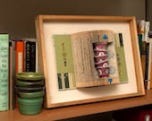 SALE - Mixed Media Artwork, Altered Book with a Stack of Chinese Tea Cups