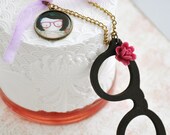 SALE - Black nerdy eyeglasses necklace