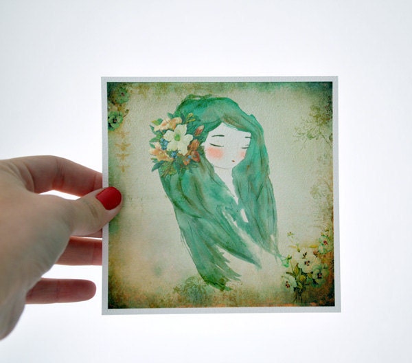 Nature Girls serie -  Flower Girl - 5x5 print