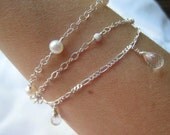 Christian Bridal Jewelry - Sparkly Crystal, Sterling Silver Chain Bracelet Set - Faith, Hope and Love