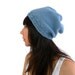 Marisa Romantic Knit Slouch Hat in Sky Cornflower Blue Soft Cashmere Merino. Spring and Winter Fashion Handmade in France.