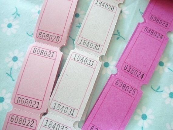 Pretty Pink and Cream Tickets - Great for Altered Art and Scrapbooking