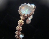 Romantic and Feminine opal ring - reclaimed/recycled .925 sterling silver custom sized