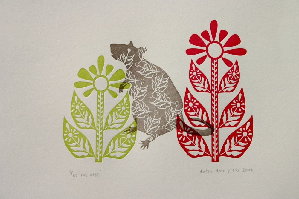 rat west -  limited edition letterpress print