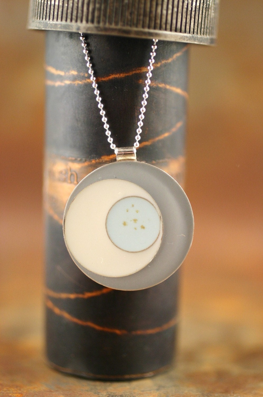 Robin's Egg Blue, Gray, and Cream Resin Necklace, silver and resin necklace, resin necklace, congratulations gift, herb for success
