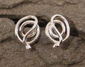Modern Medusa Tiny Baby Snake Earrings Sterling Silver Studs Serpent Jewelry by SARANTOS