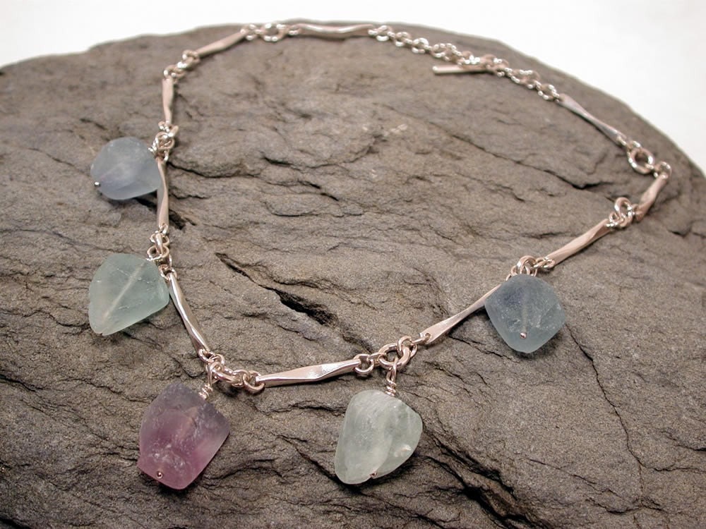 Fluorite Necklace Sterling Silver Modern Jewelry Design by SARANTOS