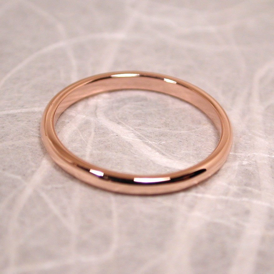 Romantic 14k Rose Gold Ring 2mm Wedding Band Solid Gold Band by SARANTOS