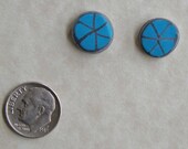 Faux Zuni Inlay Turquoise and Silver polymer clay earrings choice of one pair