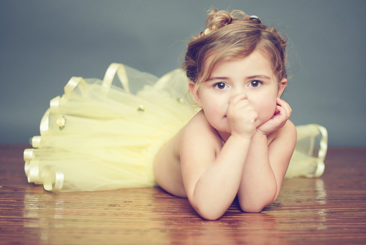 Lemondae Yellow Tutu with Sunny Yellow Satin Trim and Roses