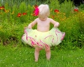 Raspberry Lemonade Dress Up BALLET Costume YELLOW TUTU with Raspberry Trim and Posies