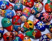 Miniature wood matryoshka pendants 5 pieces