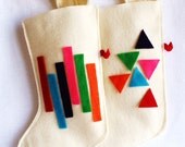 OOAK geometric eco friendly Christmas stocking in brilliant triangles or rectangles -  LIMITED EDITION