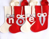 a set of NOEL Christmas felt stockings in your choice of colours - made to order - set of FOUR