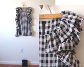 checkered plaid reconstructed ruffle dress