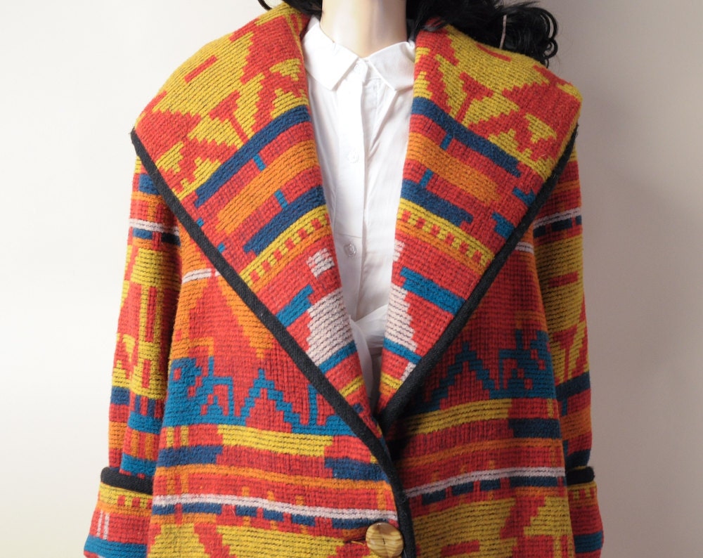 RESERVED. southwest navajo print blanket coat / hooded / oversized / s / m / l