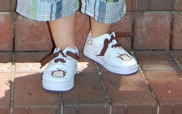 Monkey shoes - Hand painted brown monkey sneakers for boys and girls, infants and toddlers
