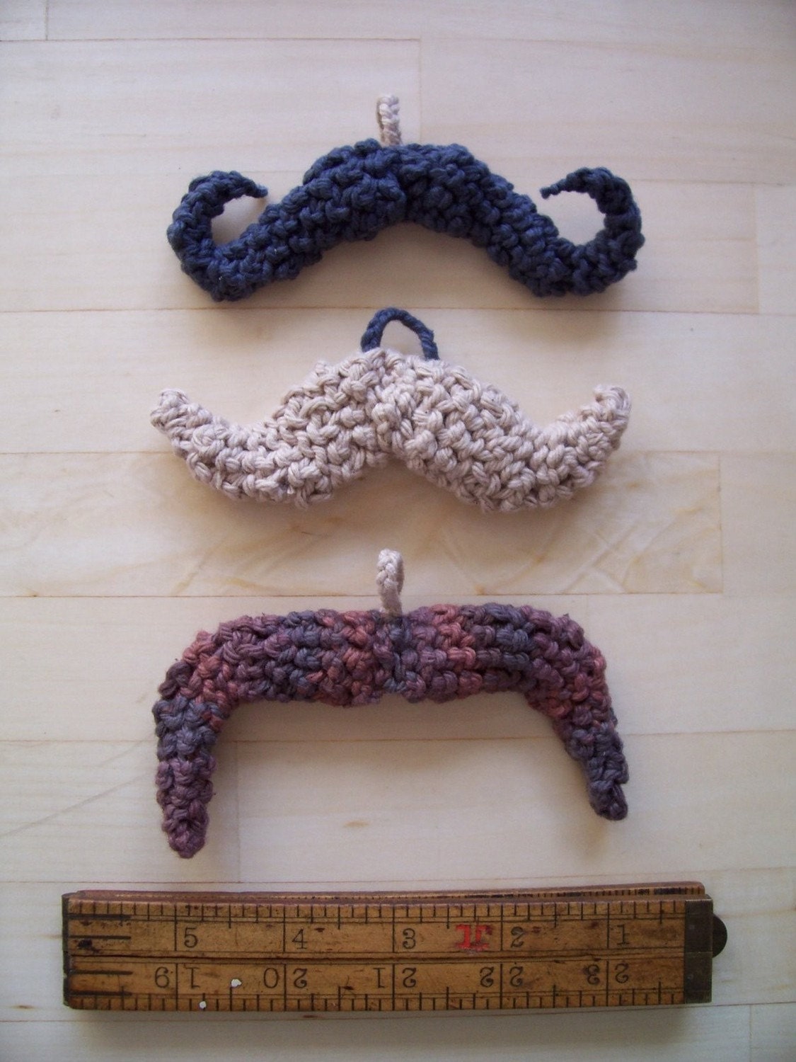 Patterns for mustaches, three ways