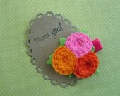 Wool Felt Flower Hair Clip - Fun Summer Clippie - Shockingly Orange Trio