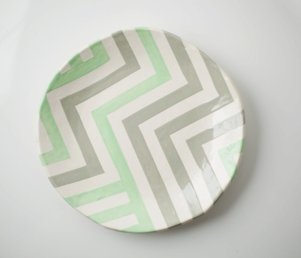 Grey & Mint Zag Dish
