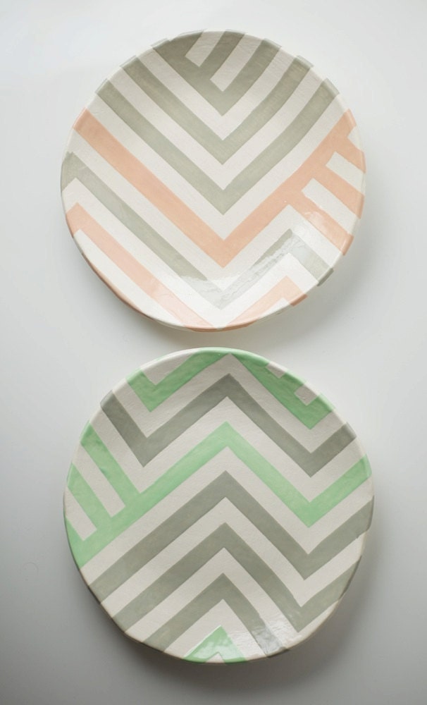 Grey & Mint Zag Dish