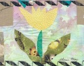 Fabric Postcard  entitled Complete Yellow Tulip 5x8