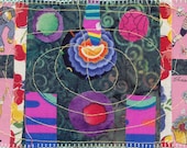 Fabric Postcard  entitled Fun and Games 5x8