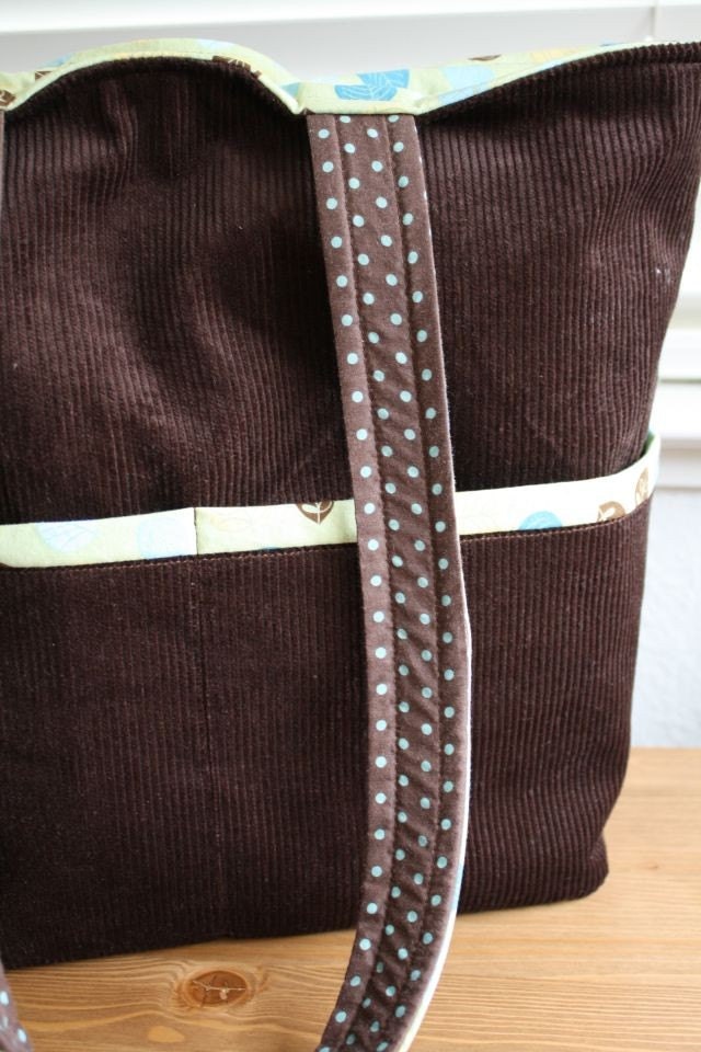 Sweet Baby Mommy Bag Diaper Bag (Brown Corduroy Leaves) READY TO SHIP