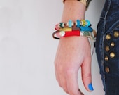 leather cotton and metal bangle