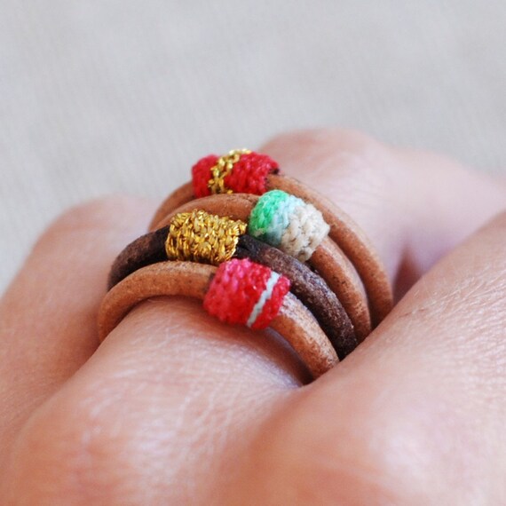 set of 4 leather rings