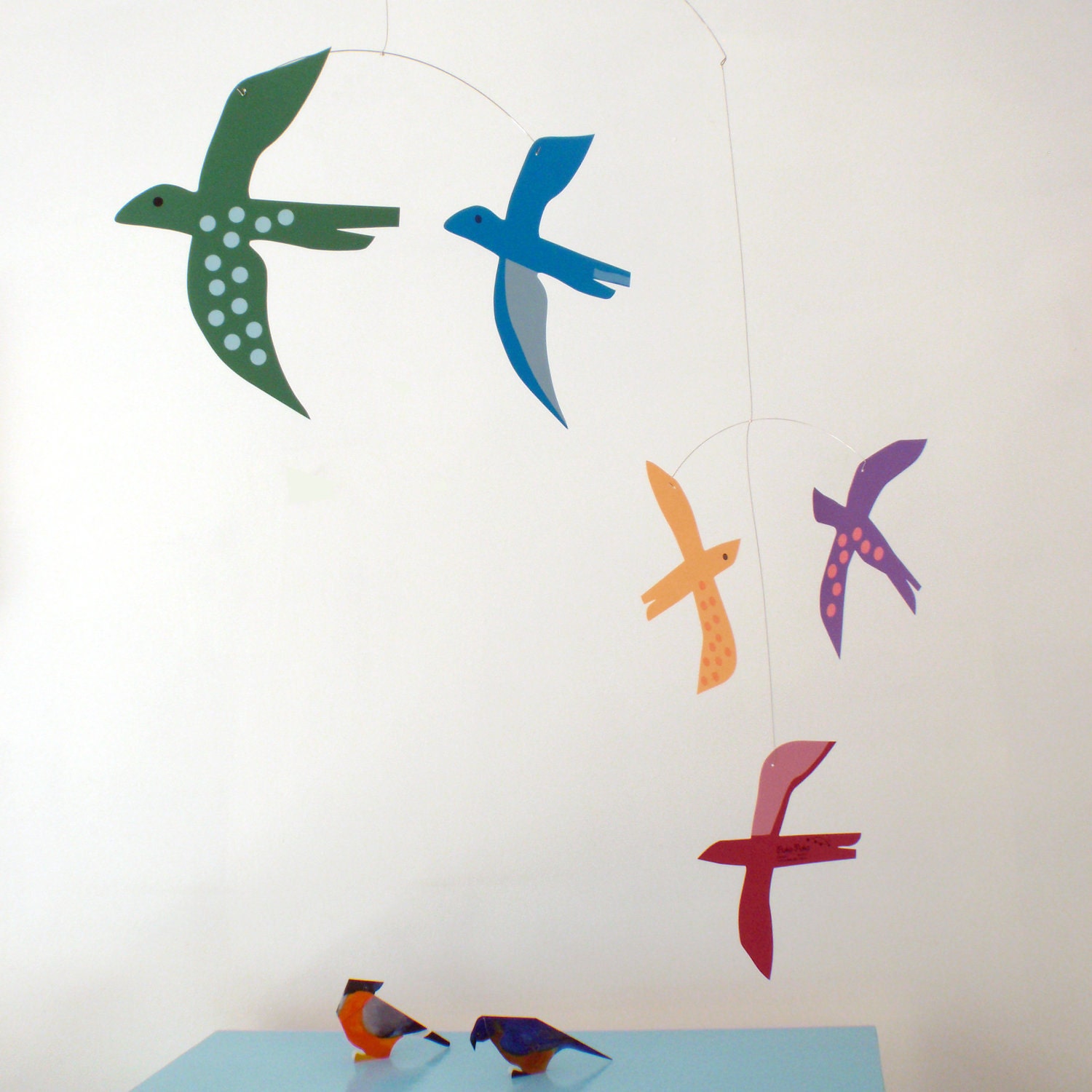 Baby mobile - Birds by Pukapuka - in glorious rainbow colours.