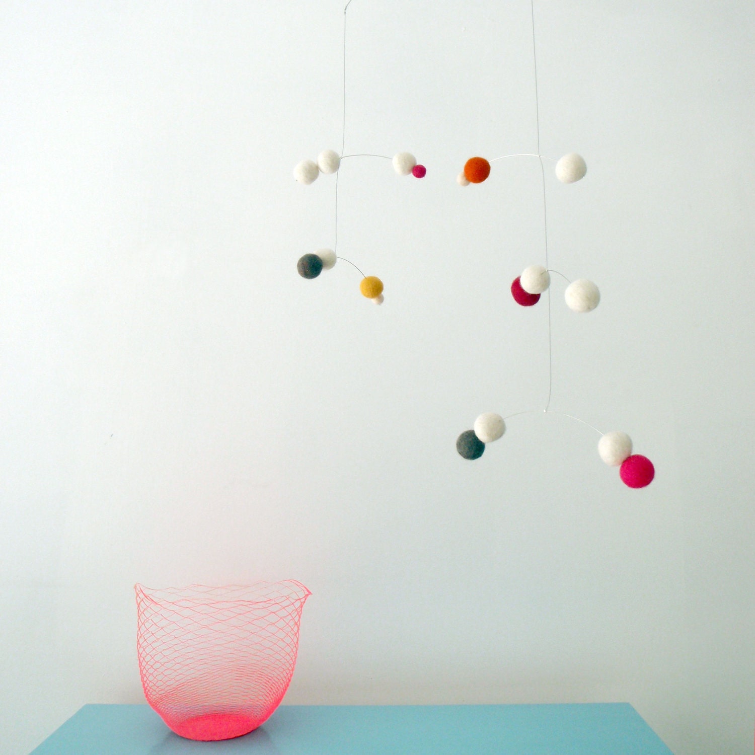 Neon Polka Dot felt ball mobile by Puka Puka