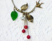 First Cherries baby swallow necklace