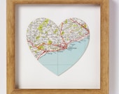 Bespoke map heart  - Unframed