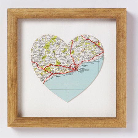 Bespoke map heart - Unframed