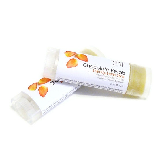 Organic Chocolate Roses Lip Butter - Highly Moisturizing, Non-Waxy, Antioxidant, Long Lasting Moisture and Shine.