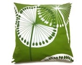 Two Apple Green White Bold Dandelion Pillow Covers Decorative Accent Throw Toss Pillow Covers 16 inch