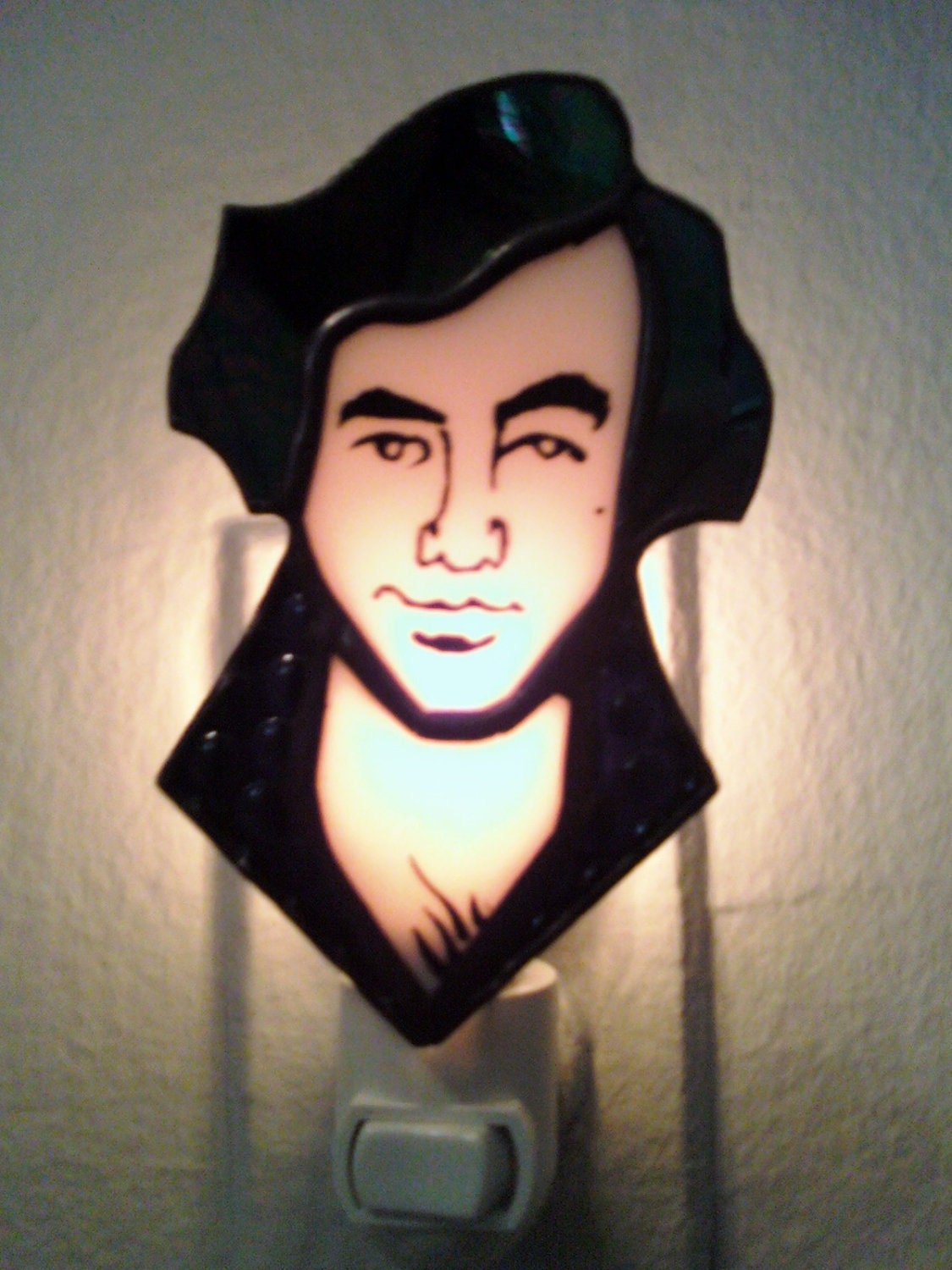 Neil Diamond Night Light stained glass portrait by Glass Action