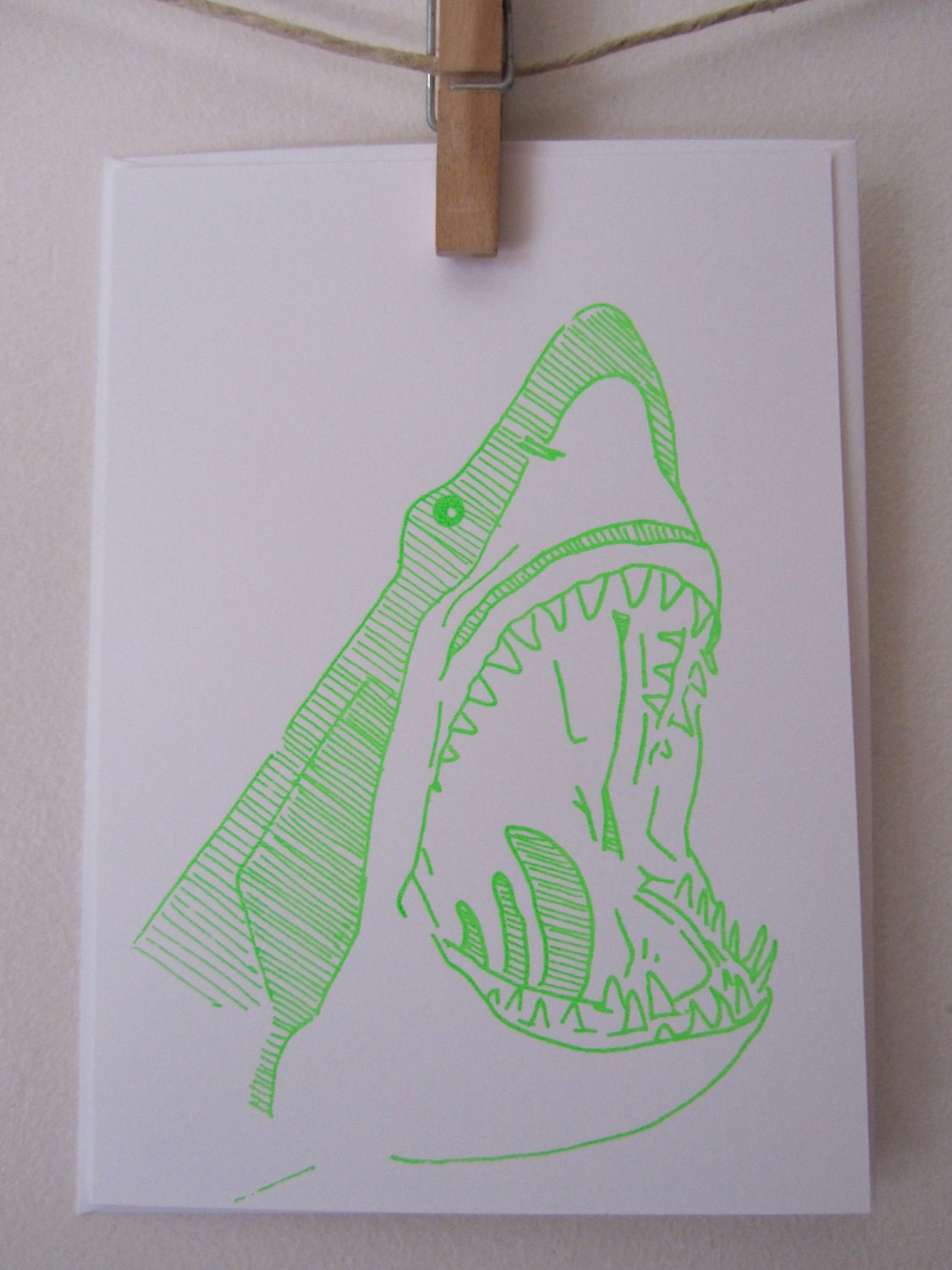 Neon Great White Card