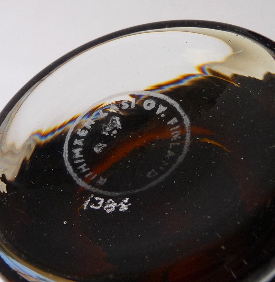 Modernist Riihimaki Amber Glass Vase