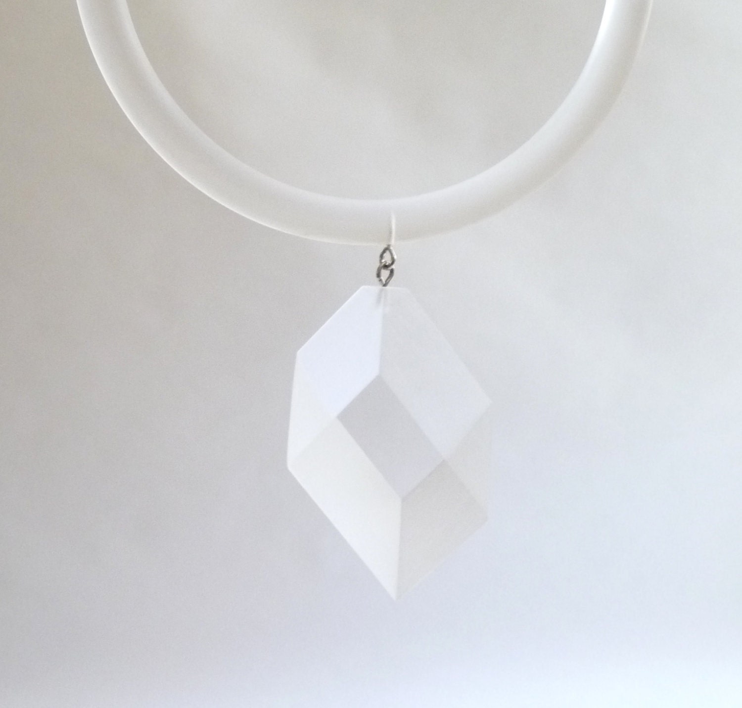Judith Hendler Clear and Frosted Lucite Necklace