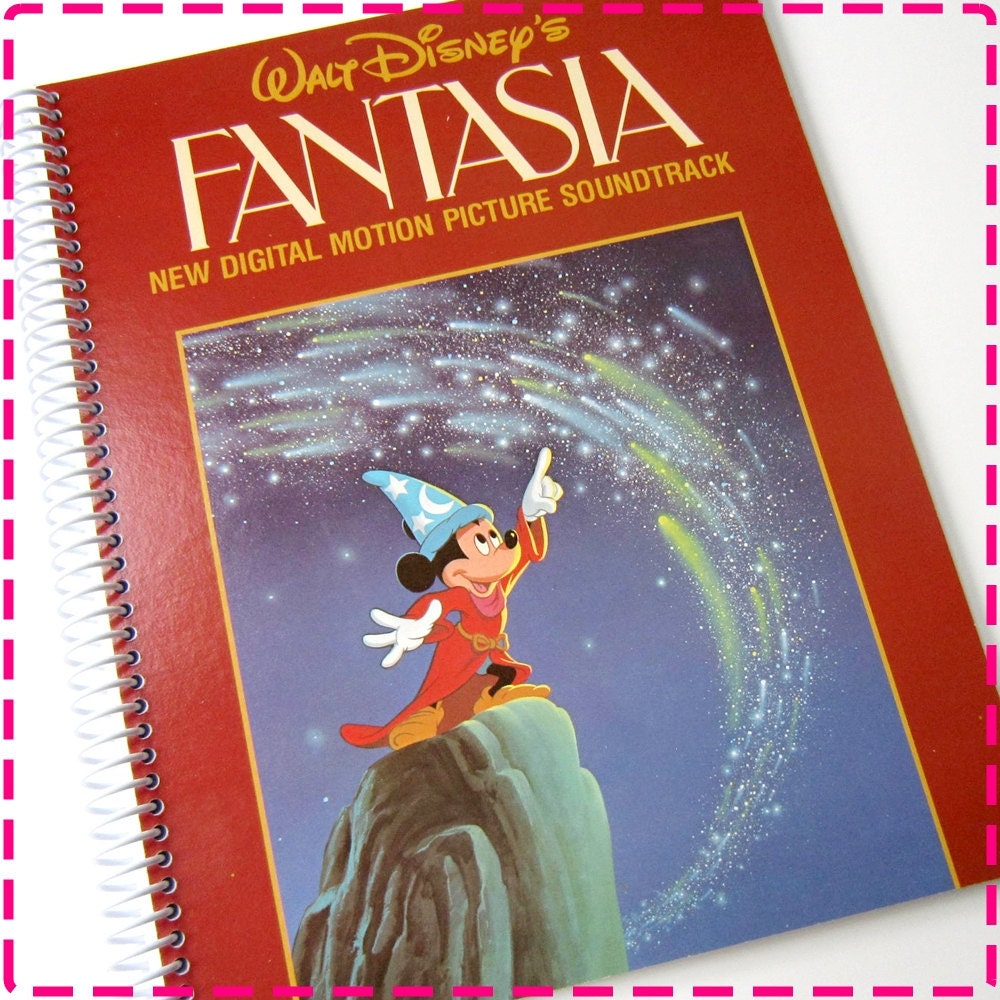 Walt Disney's FANTASIA Original Motion Picture Soundtrack - Recycled / Upcycled Record Album Cover Journal Notebook - Vintage Circa 1982