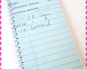 VINTAGE LIBRARY BOOK Checkout Card Original Recycled Notebook / Upcycled Journal - Spiral Bound and Eco Friendly - Circa 1962