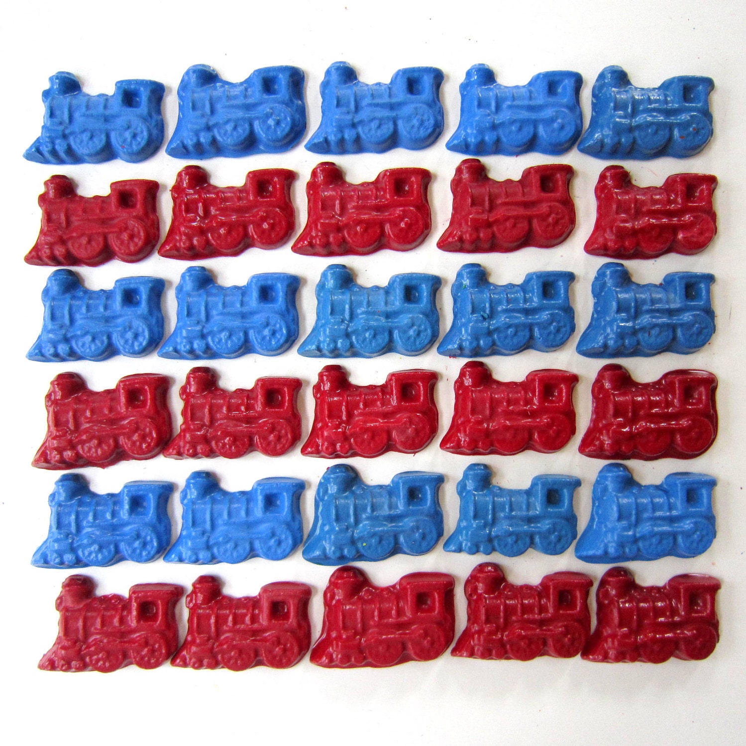 BLUE and RED TRAIN Crayon Favors - Thomas Inspired Party Pack of (20) - Also Avail in Yellow, Green, Purple, Orange, Etc.