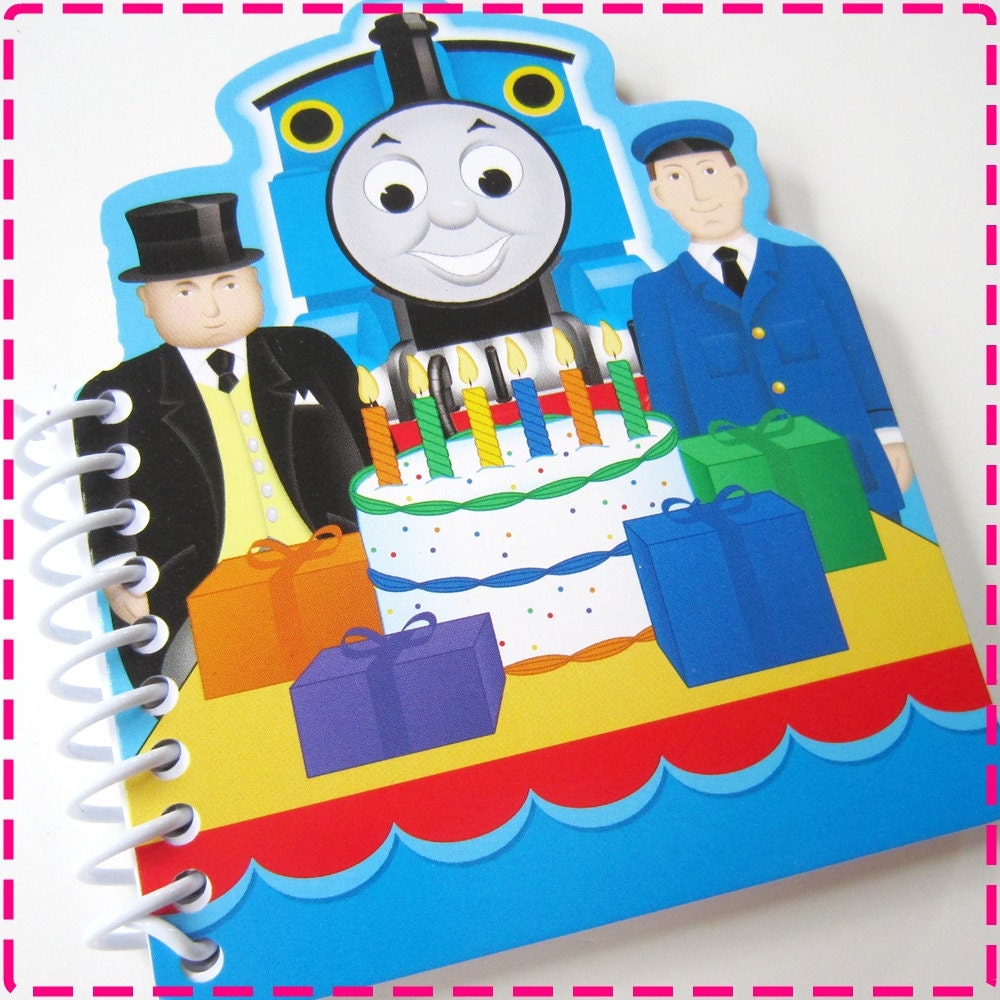 TRAIN Recycled Notebook / Upcycled Journal - Birthday Party Train Favors - Spiral Bound and Eco Friendly