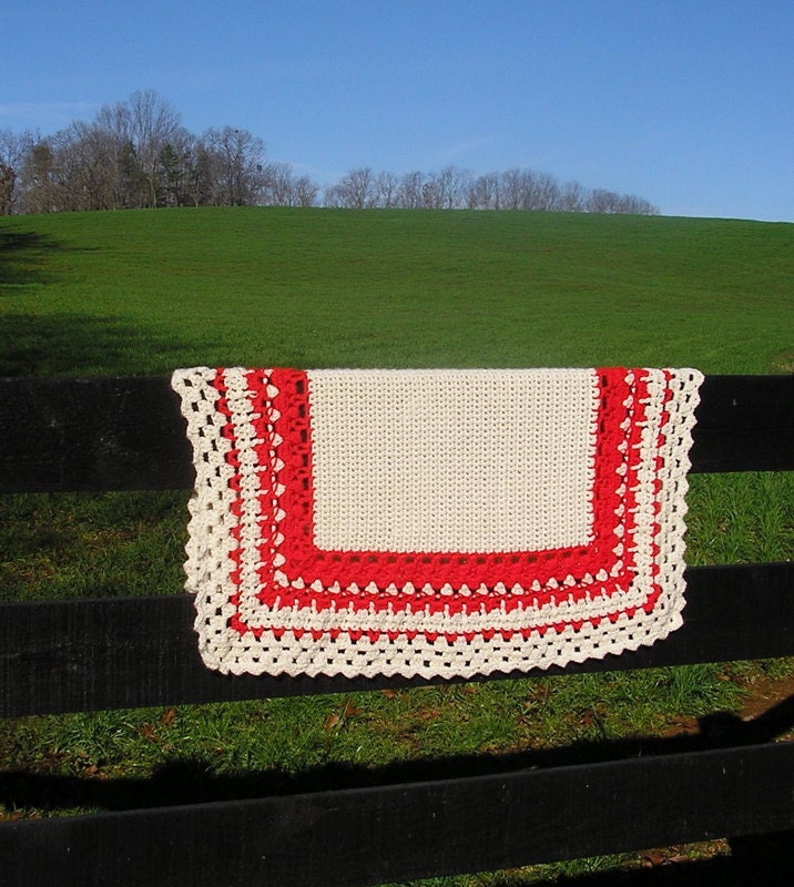 Red Baby Blanket Redwork Unisex Baby Afghan Handmade Baby Gift