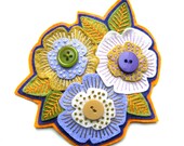 LARA fascinator / comb / clip - felt with hand embroidery