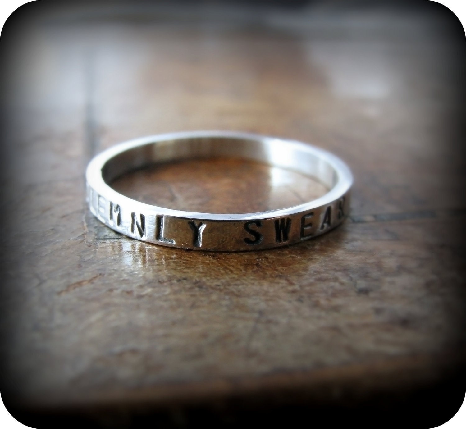 message ring - custom stamped recycled sterling silver ring