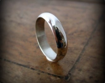 Classic half round band - recycled sterling silver ring